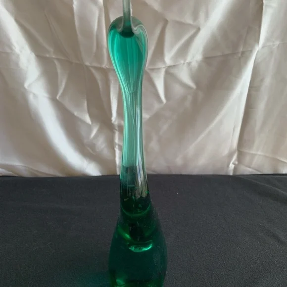 Handmade Vintage Teal Blue Vintage Glass Bird Sculpture